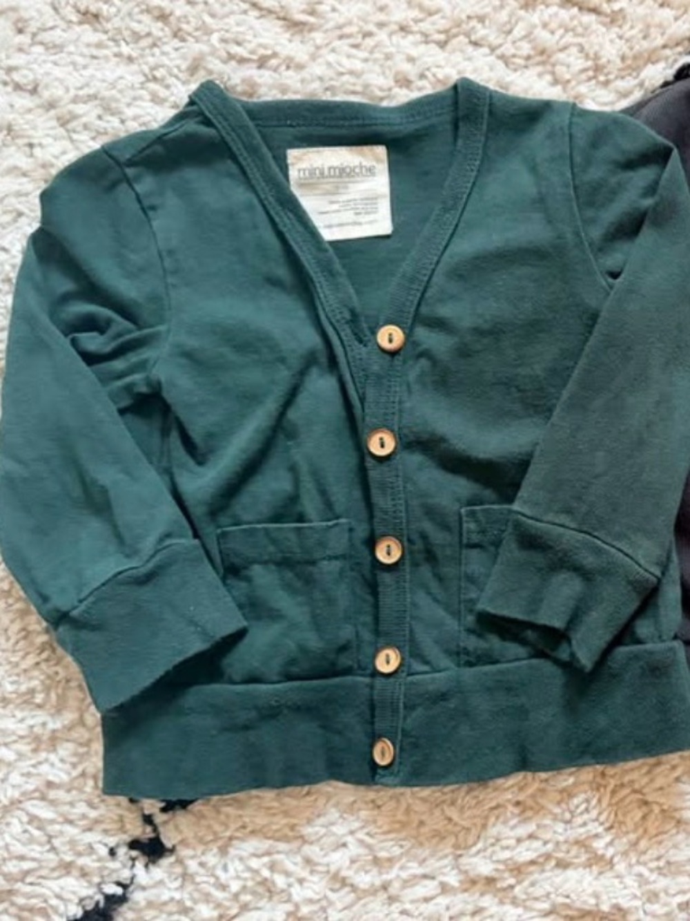 Mini Mioche Green Baby Cardigan, 12-18 mths